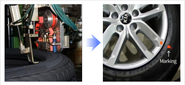 타이어 사이드월부 열전사 마킹 적용 이미지